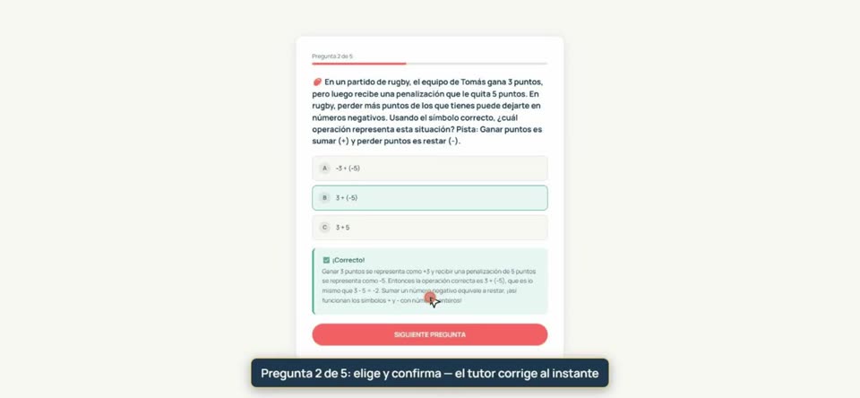 Pregunta de un quiz de AUDE con la explicación del tutor